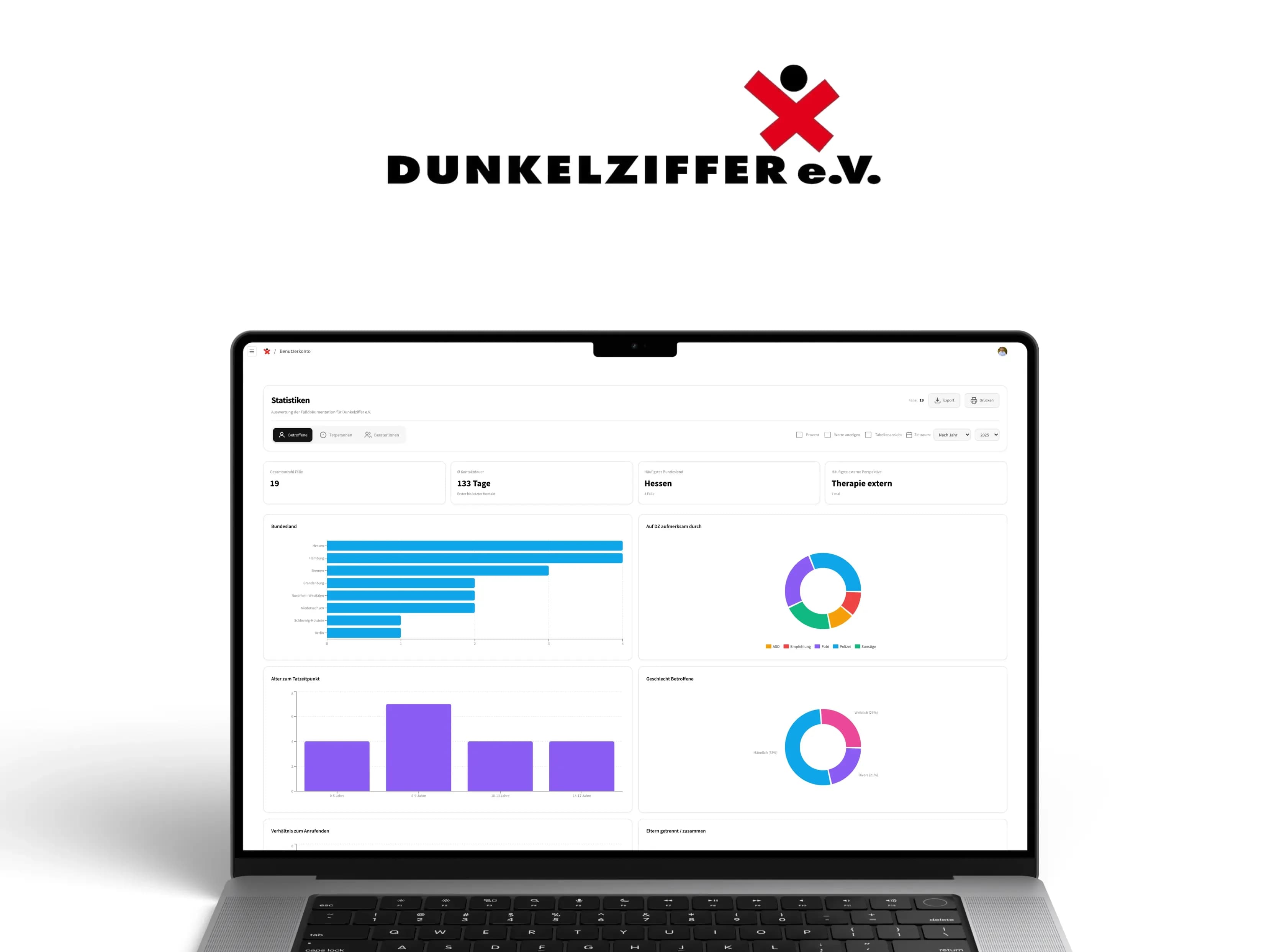 Dunkelziffer Webanwendung MockUp